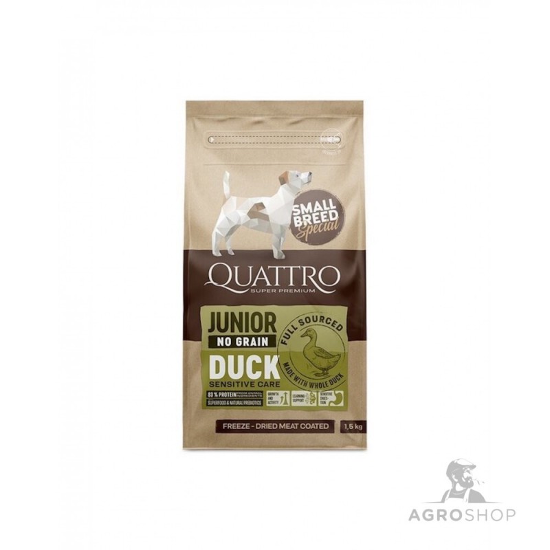 Hundfoder QUATTRO SuperPremium Junior med anka 1,5kg