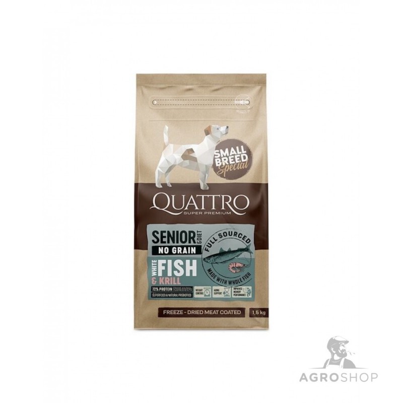 Hundfoder QUATTRO SuperPremium Senior/Diet med lax 1,5kg