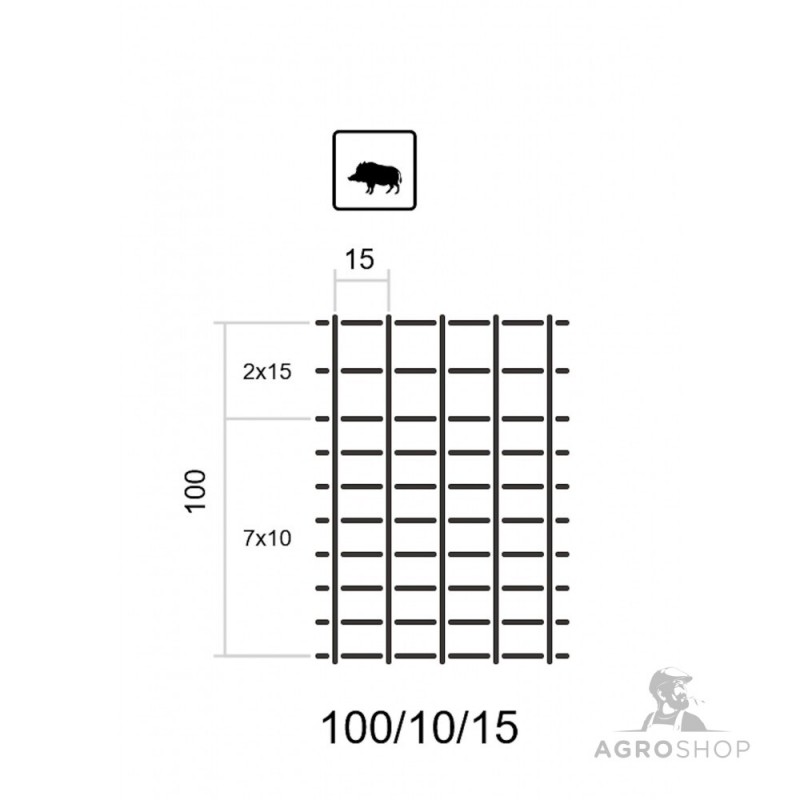 Viltnät ForestNet L zn ø2,0/1,6mm, maskstorlek 15x10-15cm 1,00x50m