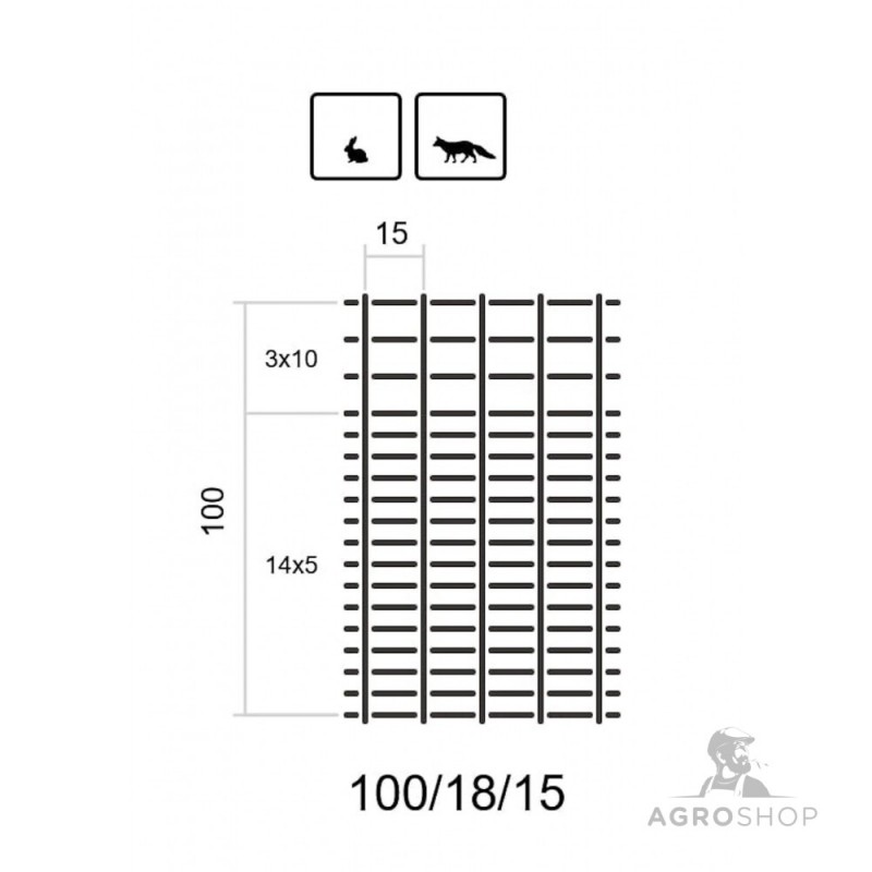 Viltnät ForestNet L zn ø2,0/1,6mm, maskstorlek 15x5-10cm 1,00x50m