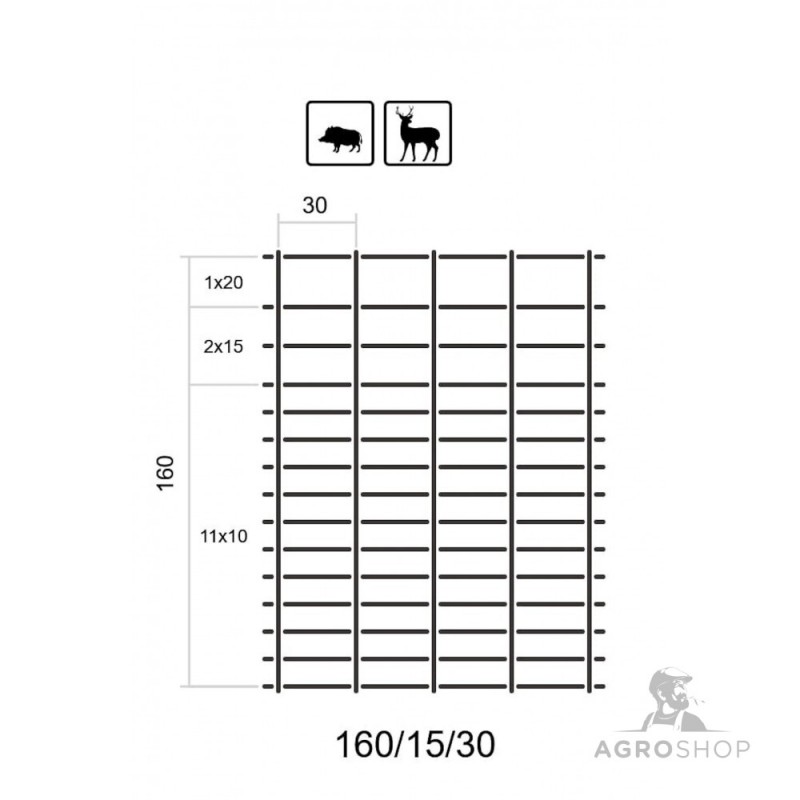 Viltnät ForestNet M zn ø2,5/2,0mm maskstorlek 30x10-20cm 1,60x50m