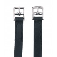 Stirrup belt leather, black, 145 cm x 27 mm, in PAARs