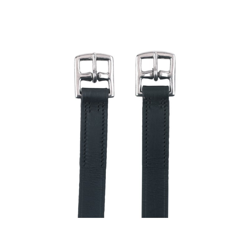 Stirrup belt leather, black, 145 cm x 27 mm, in PAARs