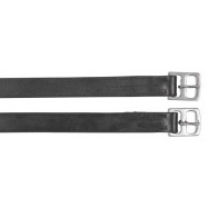 Stirrup belt leather, black, 145 cm x 27 mm, in PAARs