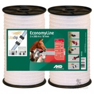 Elstängselband AKO EconomyLine 10 mm/200 m DUO-pack, vit