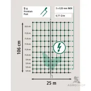 Hönsnät PoultryNet Premium 1,06x25m dubbla spetsar