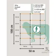 Elstängselnät AKO TitanLight för får 1,08x50m med fotstöd