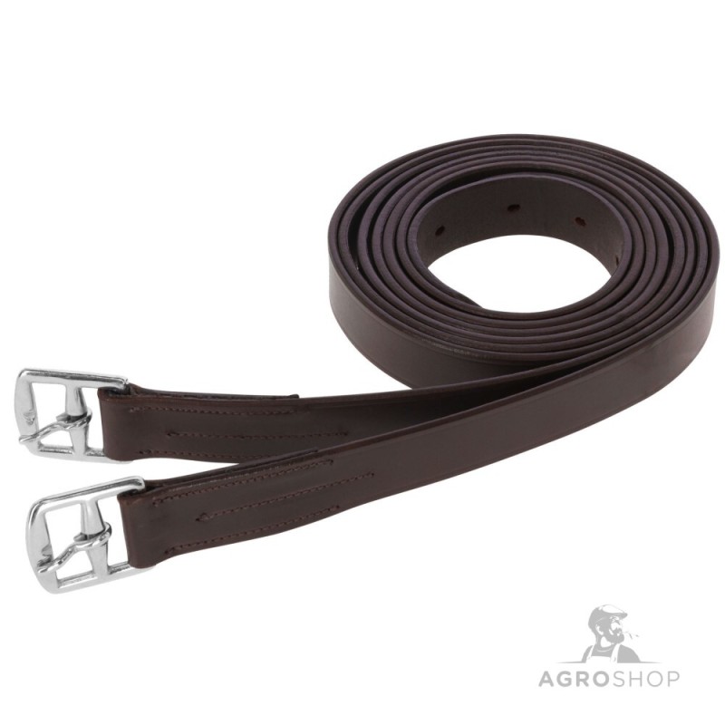 Stirrup belt leather, black, 145 cm x 27 mm, in PAARs