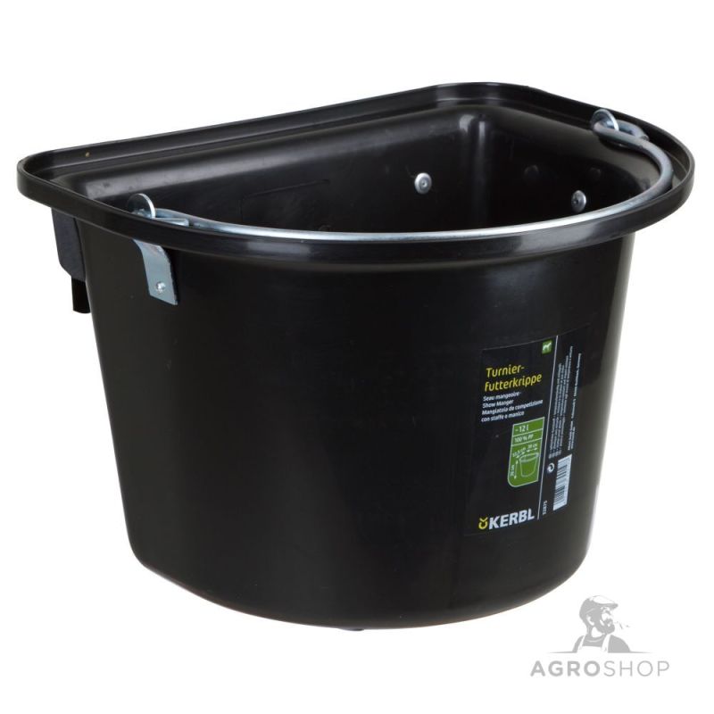 Foderkrubba med upphängningsbygel och bärhandtag 12 l, svart
